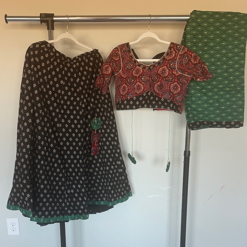 Black and Green garba Chaniya choli Outfit